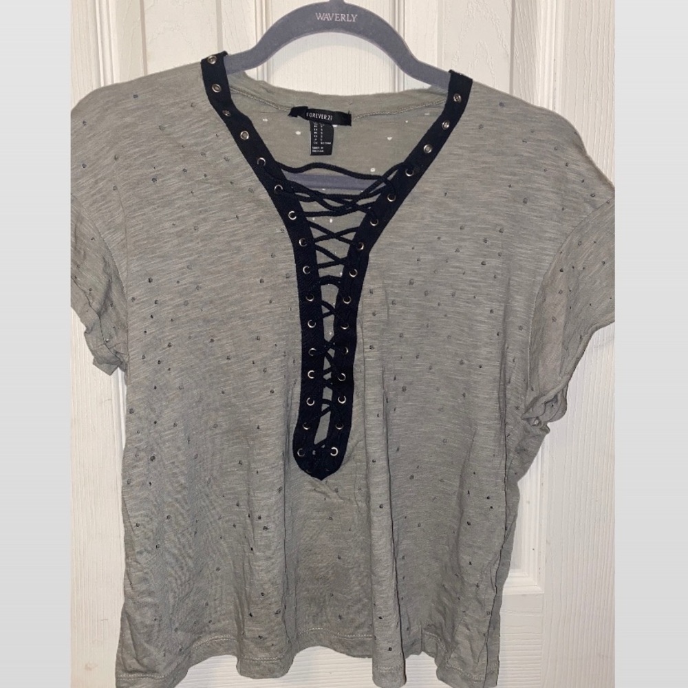 Forever 21 Lace up Crop Top